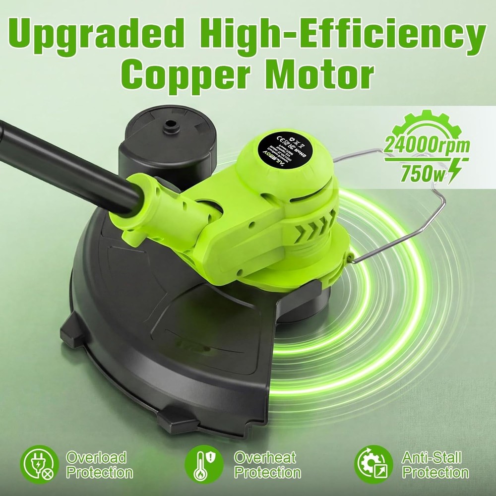 21V Battery Weed Eater & String Trimmer with Wheeled Edger