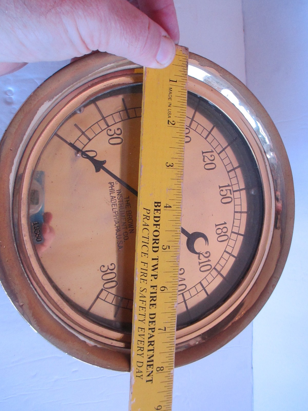 Vintage Brown Instrument Co. Gauge Steam Brass Ship Steam Train Philadelphia PA