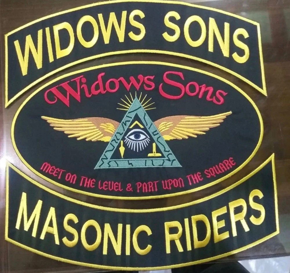 Widows Sons Masonic Riders Back Patch Set