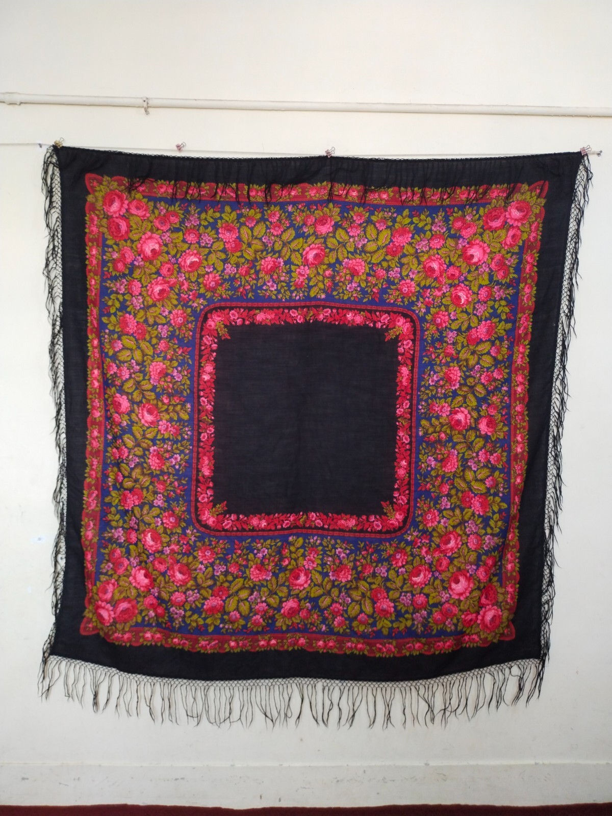 vintage gorgeous flowers printed piano fringes shawl scarf itm1236