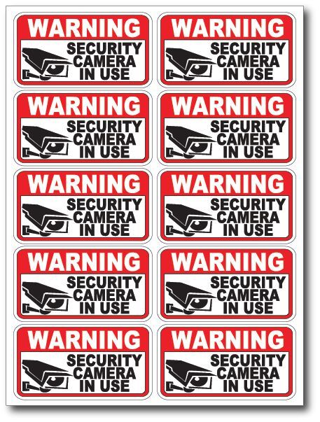 12x SECURITY CAM IN USE Surveillance Burglar Alarm Decal Warning Stickers Safety
