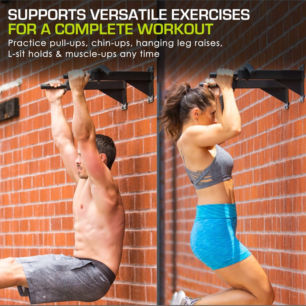 ProsourceFit Wall-Mounted Pull-Up / Chin-Up Bar, Heavy Duty 300 lb. Capacity,...