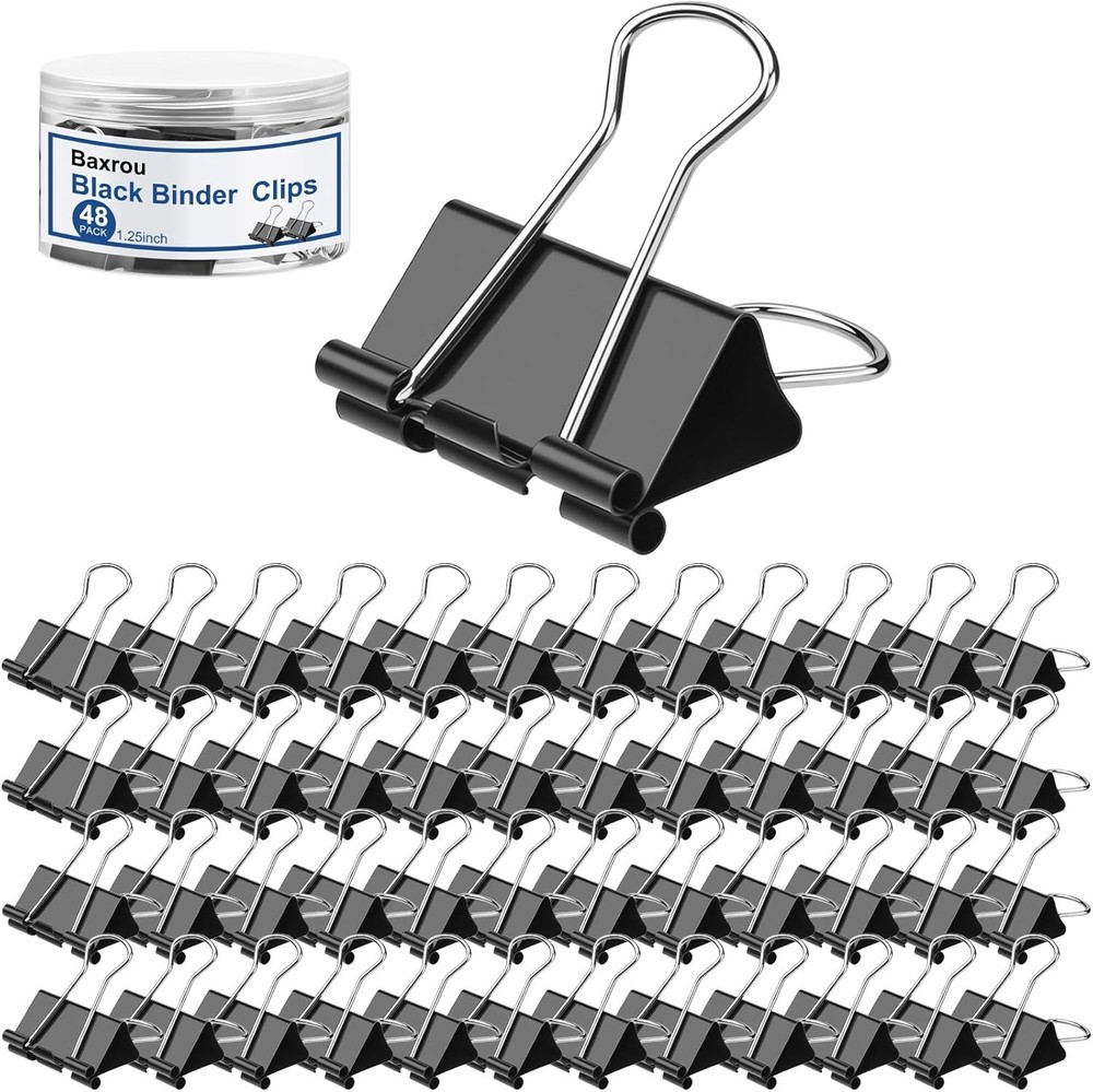 Medium Binder Clips 1.25 Inch with Container, Binder Clips Medium Size,