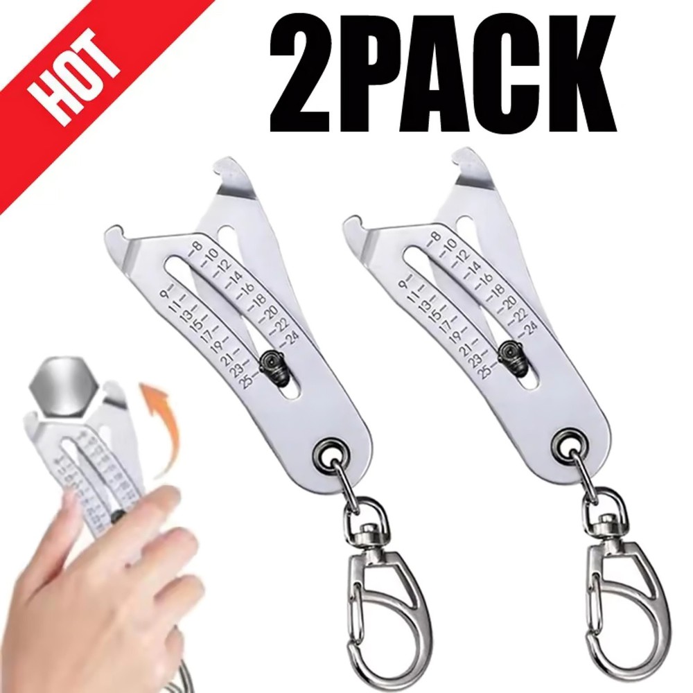 Stainless Steel Bolt Size Identifier - Thread Gauge with Keychain Attachment