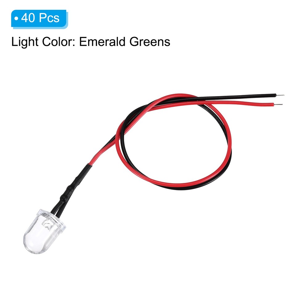 40 Pcs 9-12V DC 10mm LED Diode Light, Emerald Greens Light