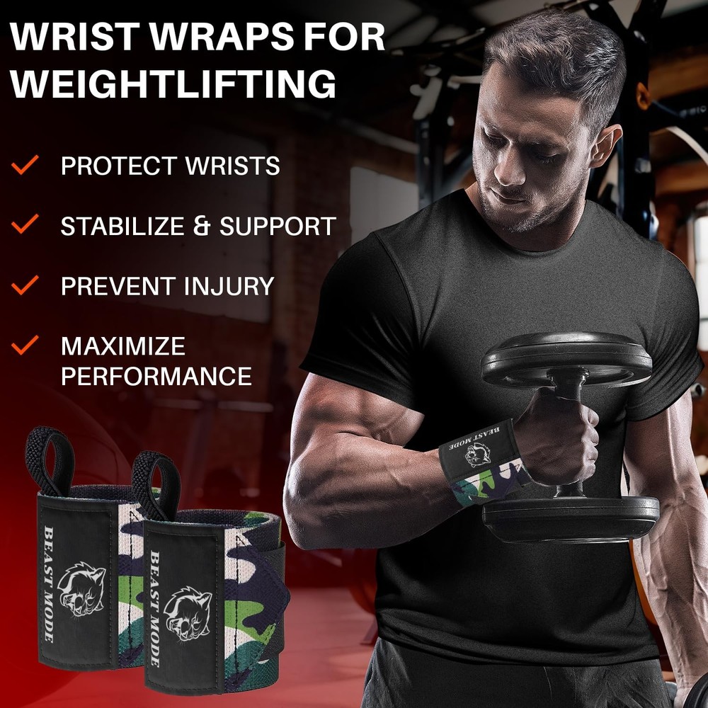 Weightlifting Wrist Wraps with Thumb Loop – HeavyDuty Support for Powerlifting
