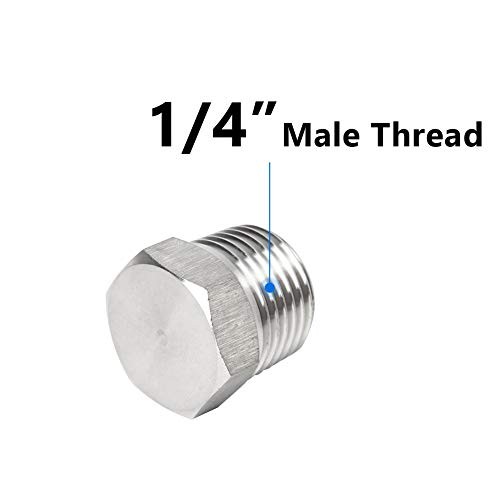 1/4" NPT Male Outer Hex Head Thread Plug Pipe Fitting, 304 1/4"(6pcs)