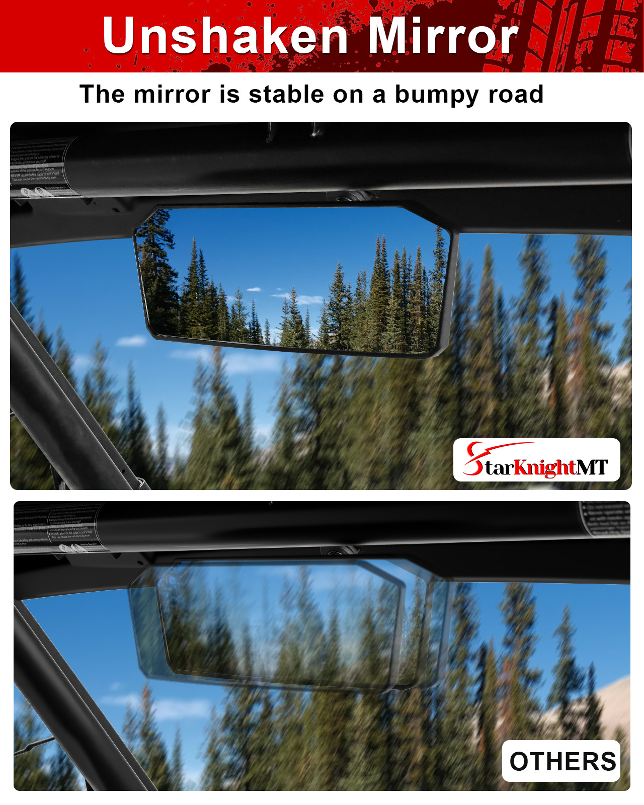 UTV Rear View Center Mirrors For CFMOTO UFORCE U10 Pro/UFORCE Pro XL 2025-2026