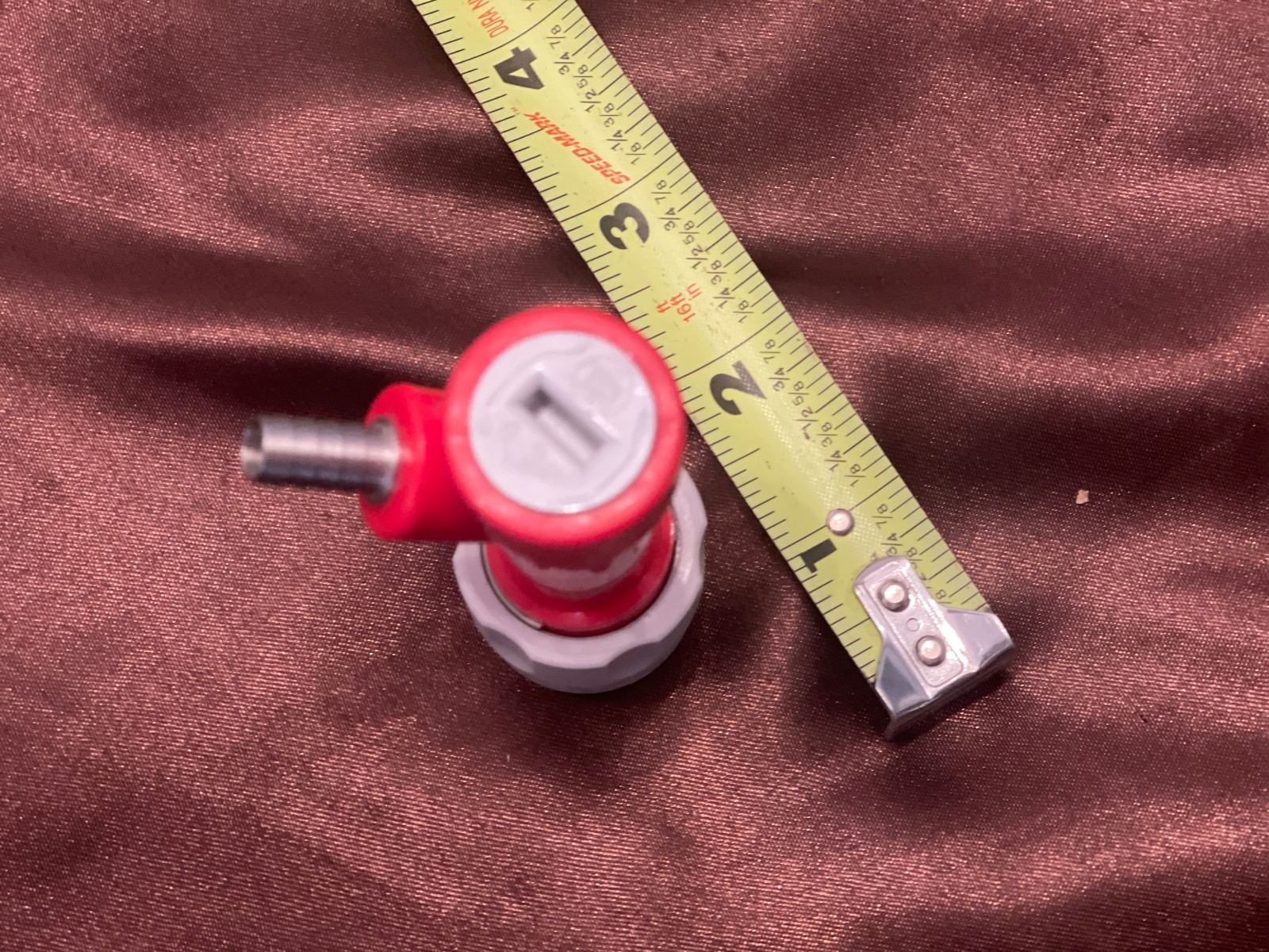 Pin Lock Gas In (Red) 1/4 Barb, Grey Top Disconnect