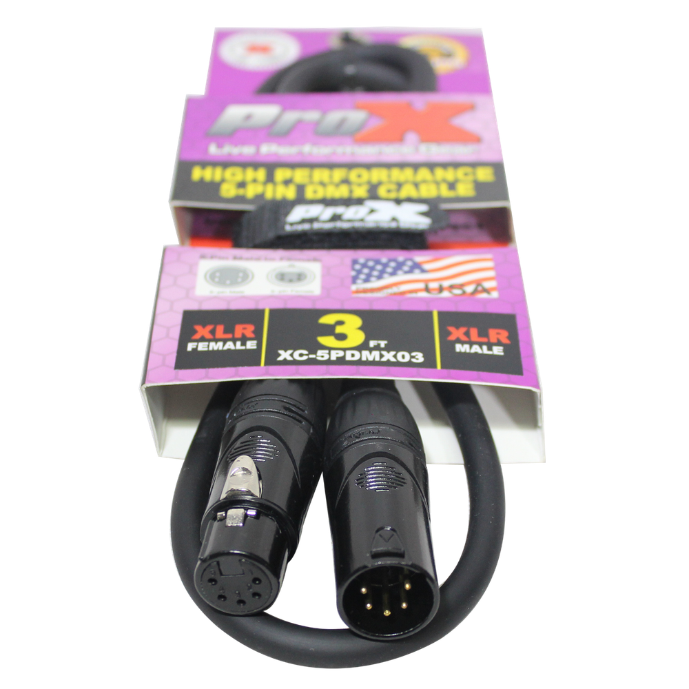 20 ProX 5 Pin High Performance Data Lighting DMX Cable 3FT