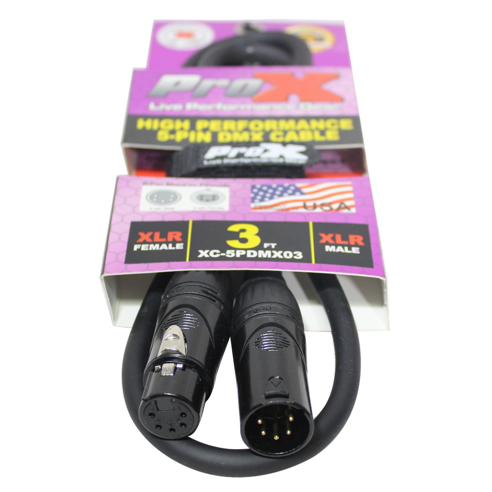 40 DMX Cables 5 Pin 3 Ft High Performance Data Lighting Cable by PROX