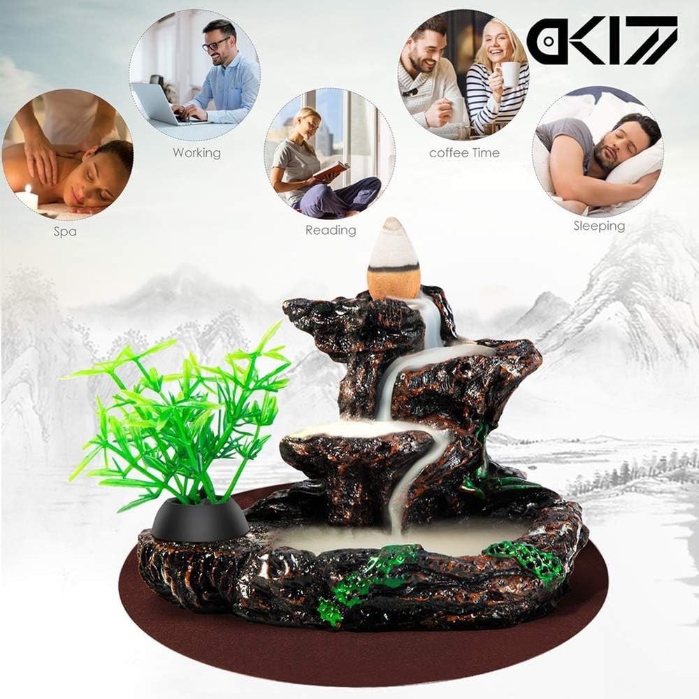 DK177 Incense Holder Waterfall Burner Ceramic Backflow Zen C