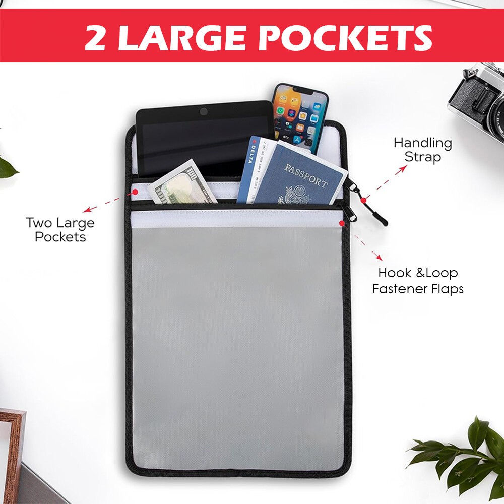 Fireproof Document Bag Safe Cash Money Pouch Waterproof Envelope Folder Storage