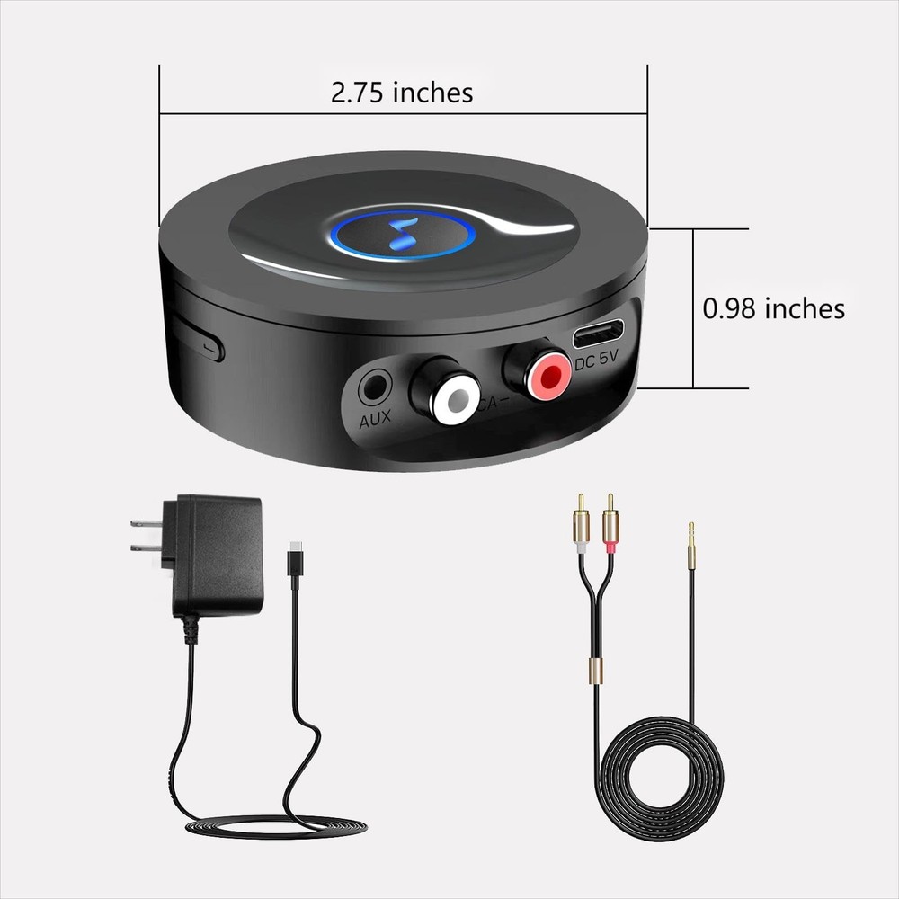 Bluetooth 5.2 Receiver for Home Stereo, RCA & 3.5mm AUX Out Put, Wireless Aud...