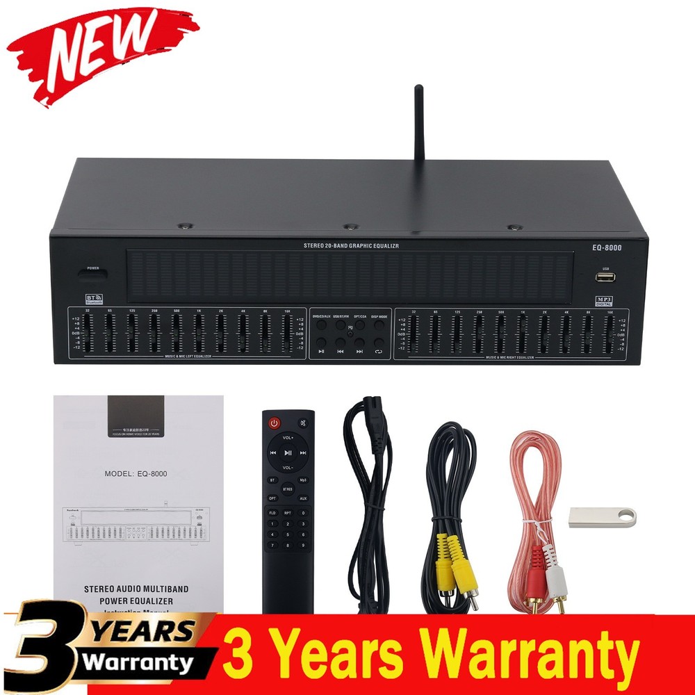 EQ8000 LED EQ Equalizer Optical Fiber Coaxial Digital Audio Decoder Processor