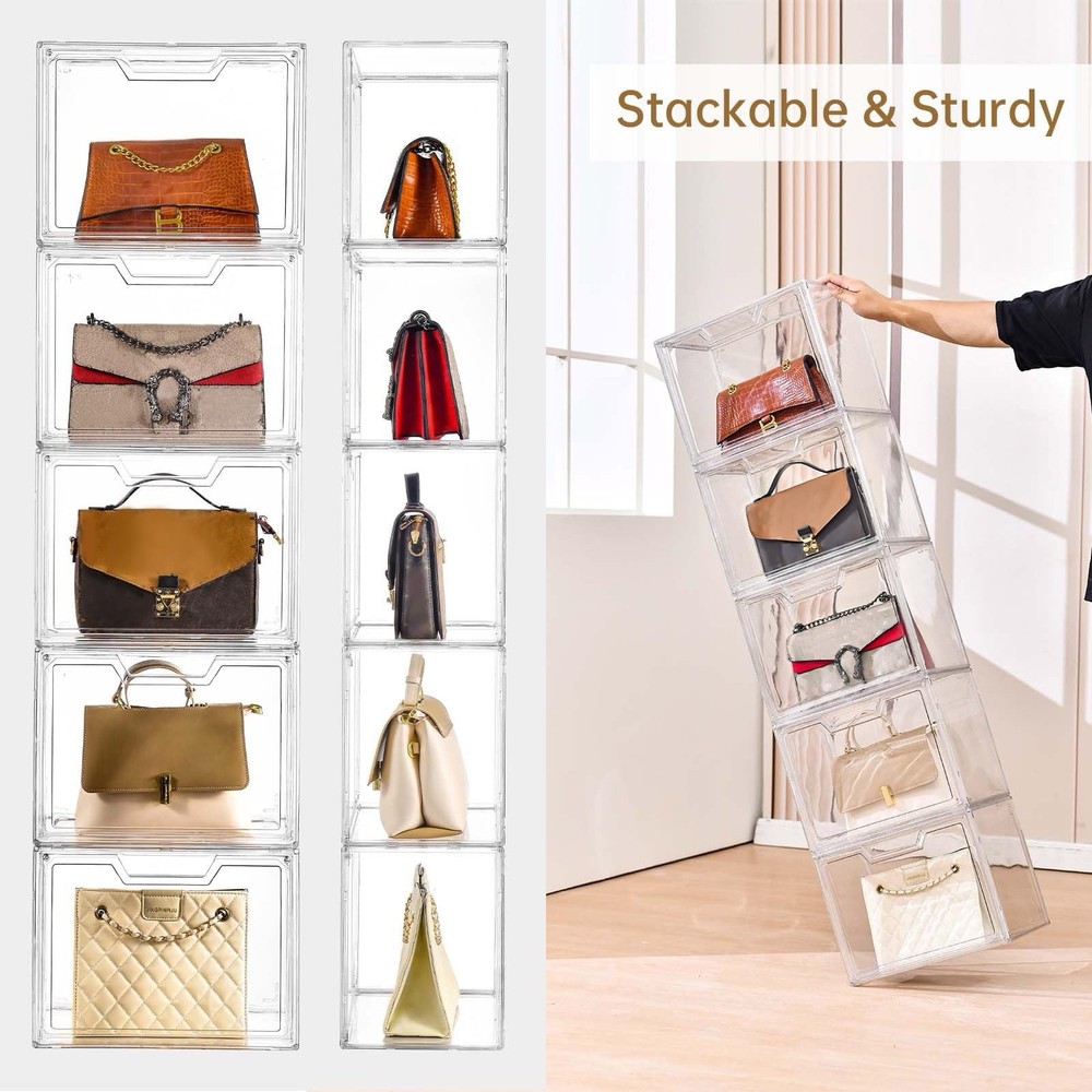 Stackable Storage Bins, Clear Acrylic Display Case, 06-Boxes With Lids