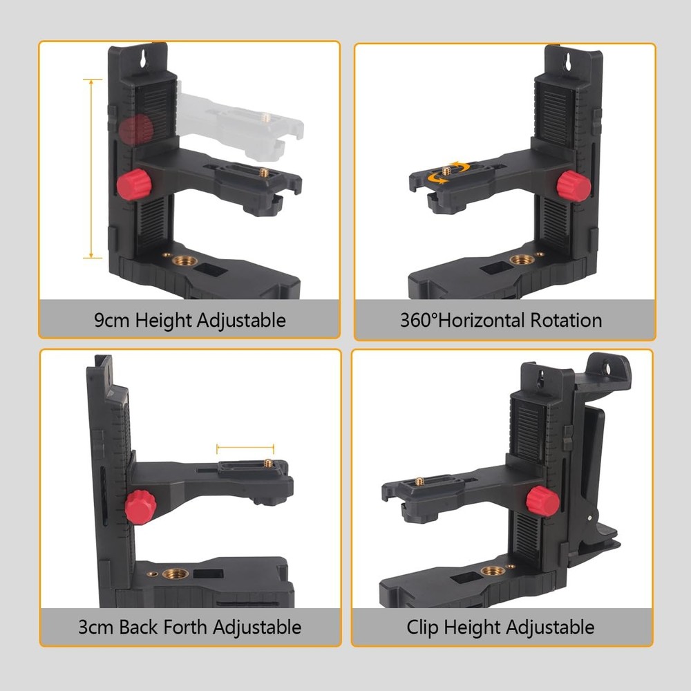L-Shape Magnetic Bracket Laser Level Adapter, 1/4"-20 Threaded Adjustable Mag...