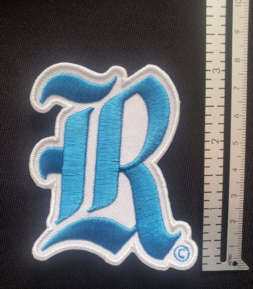 Blue Rice R Patch. Fully Embroidered. Iron On Patch 3"x 2.5"
