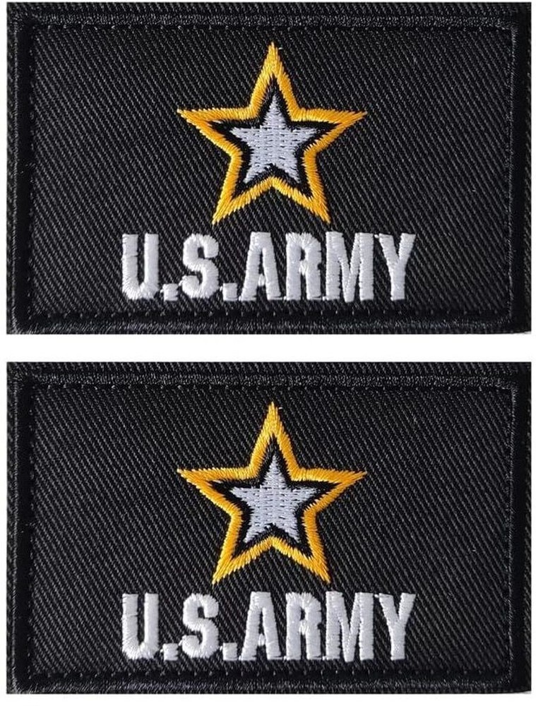 US Army Star Logo Embroidered Morale Patch - 2PC HOOK BACKING 3"x2"