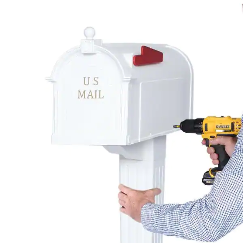 White Mailbox and Post Kit, Easy Assembly with Common Tools Durable Craftsman