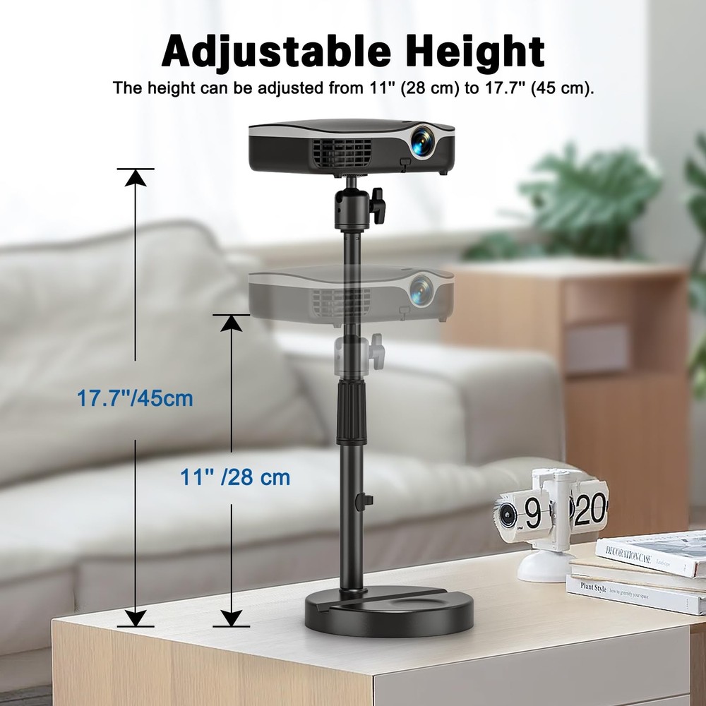 JUBOR Desktop Projector Stand Table, 11" - 17.7" Extendable Height Stand with...