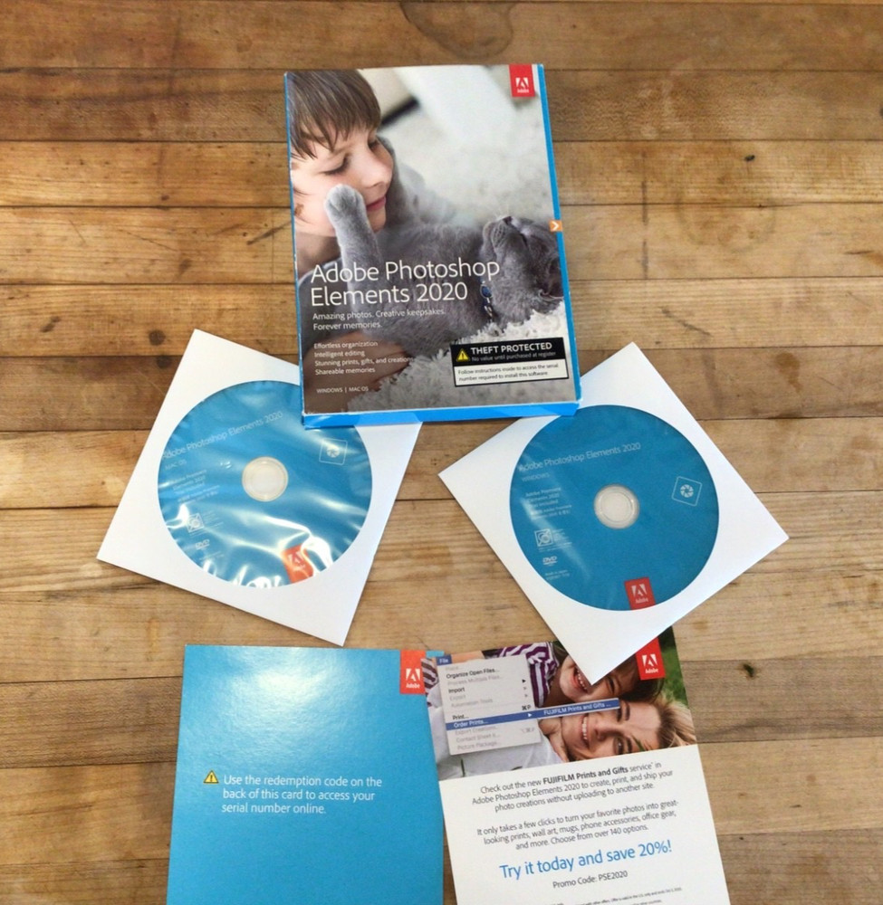 Adobe Photoshop Elements 2020 PC/Mac Disc Version with Serial Number