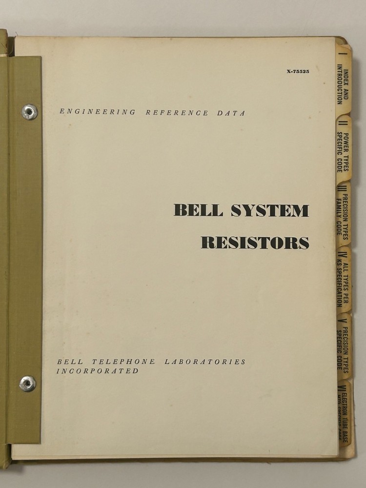 Bell Telephone Laboratories Resistors Engineering Reference Data 1966 booket