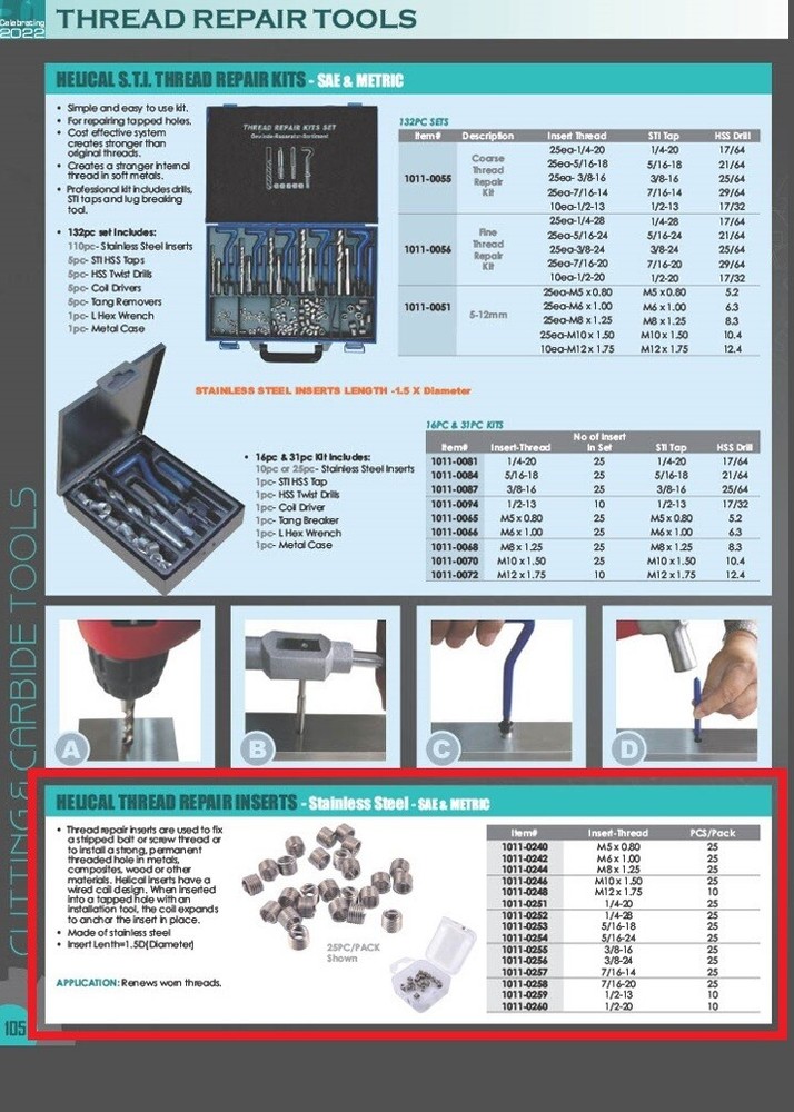 7/16-14 WIRE THREAD INSERTS (1011-0257)