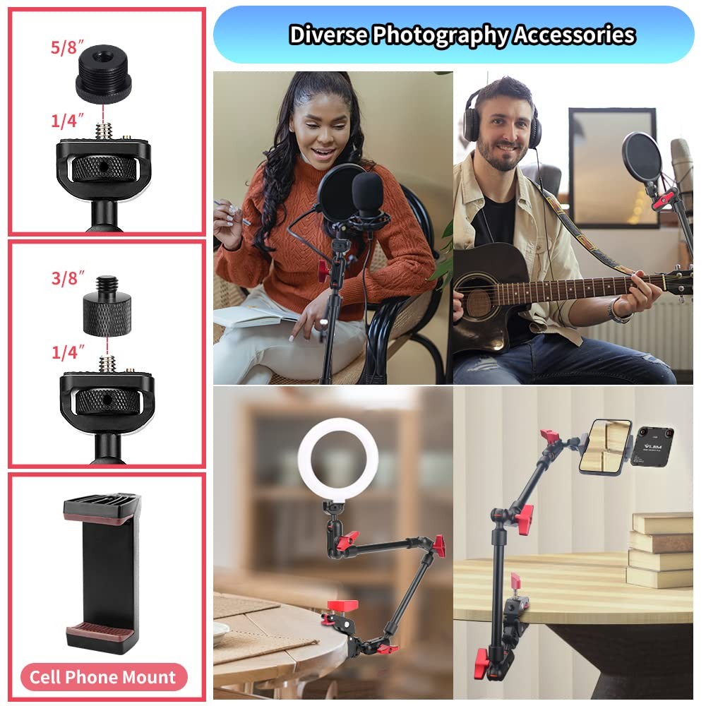 22" Magic Arm with Anti-Deflection Design & Clamp Mount | Adjustable Video