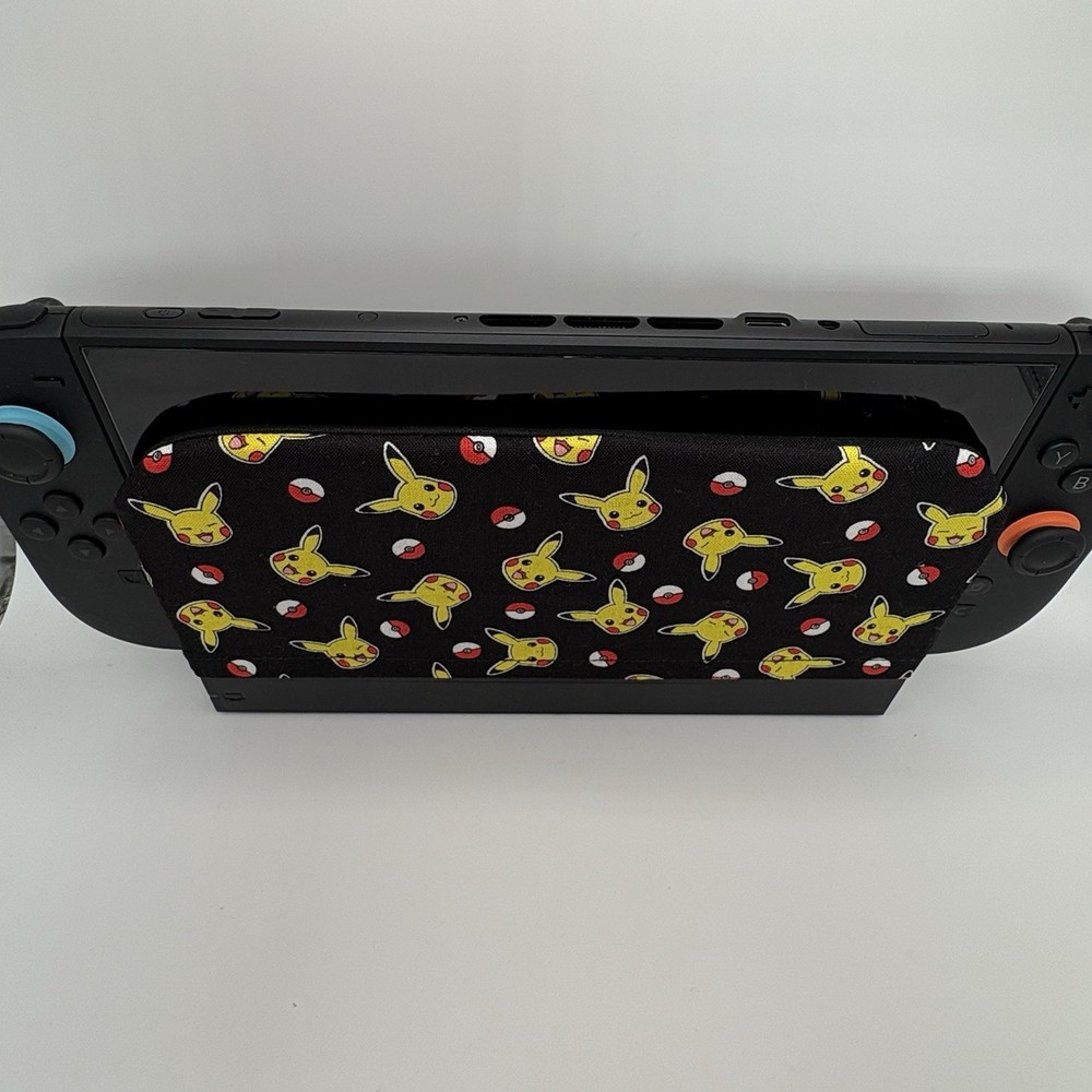 Nintendo Switch 2 Dock Cover Screen Protector Pikachu Pokemon Balls on Black