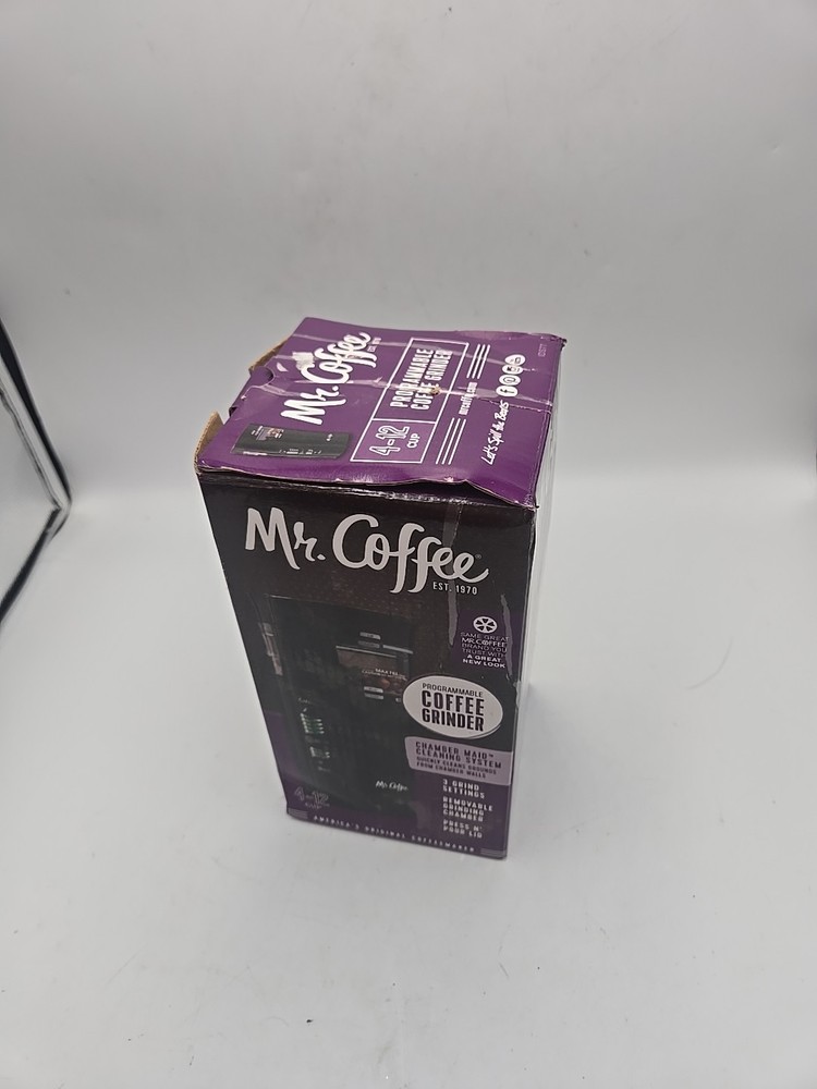 Mr. Coffee Programmable Coffee Grinder Black (4–12 Cup Capacity) NEW IN BOX