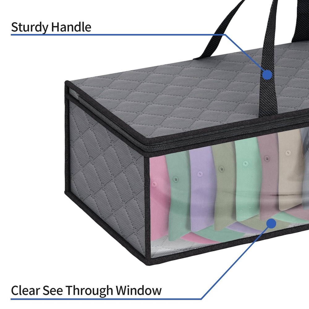 Fixwal 2 Pack Hat Storage Bag for Baseball, Caps Organizer Case Grey