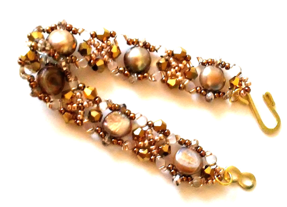 Handmade Golden Shadow Pearl Beaded Bracelet