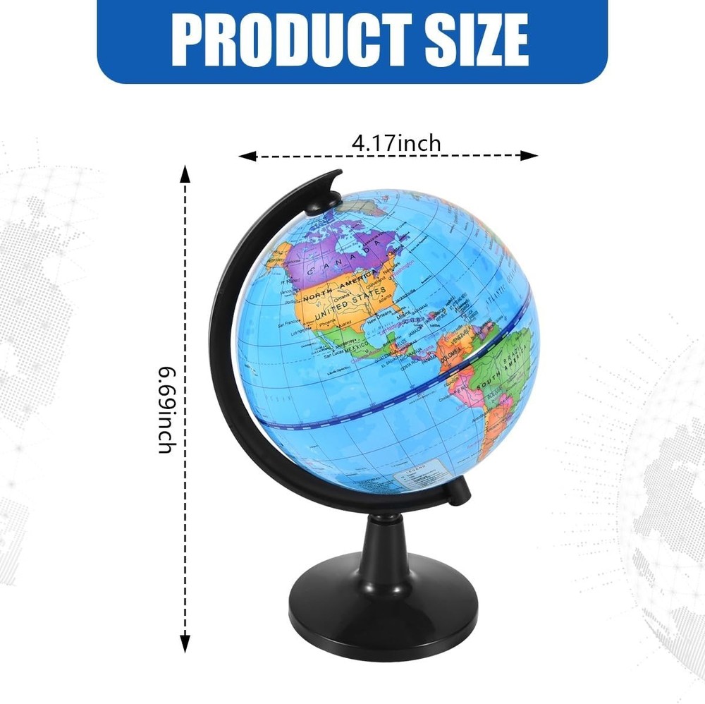 WORLD GLOBE EARTH Map Rotating Geography Ocean Classroom Learning Desktop 6