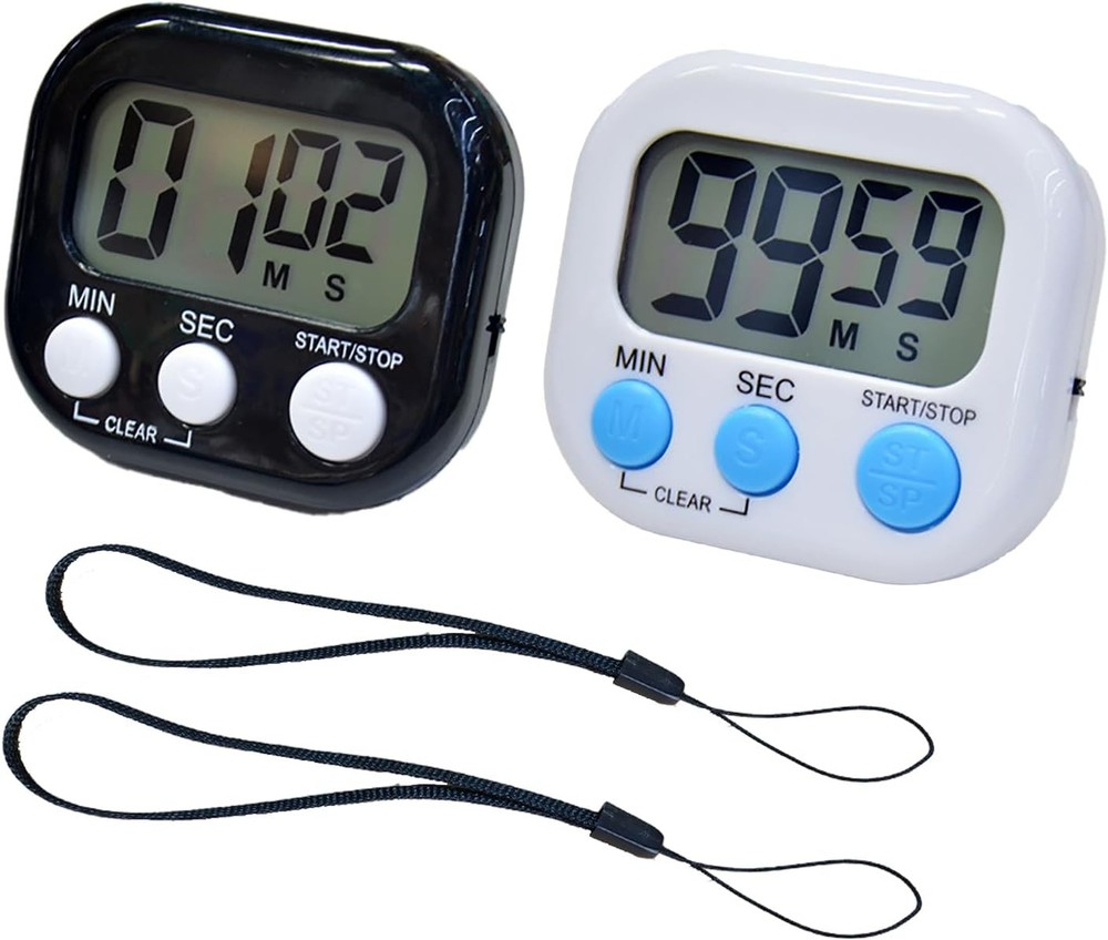 2 Pack Small Digital Kitchen Timer Magnetic Back and On/Off, Classroom Timers fo