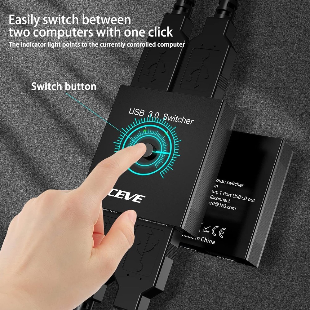 USB 3.0 Switch 2 Computers, USB Switcher 2 in 2 Out for Two PC Share 2 USB De...