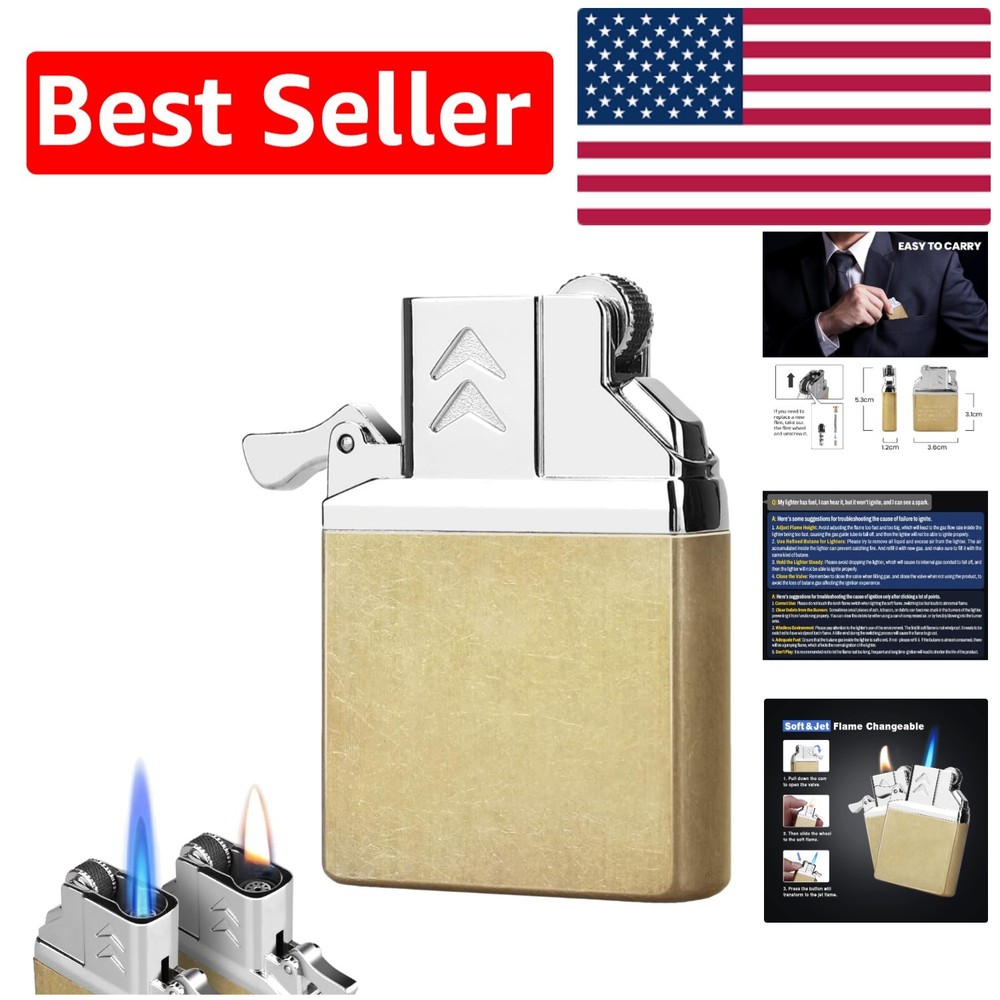 Durable Metal Butane Lighter Insert - Dual Torch & Soft Flame for Versatile Use