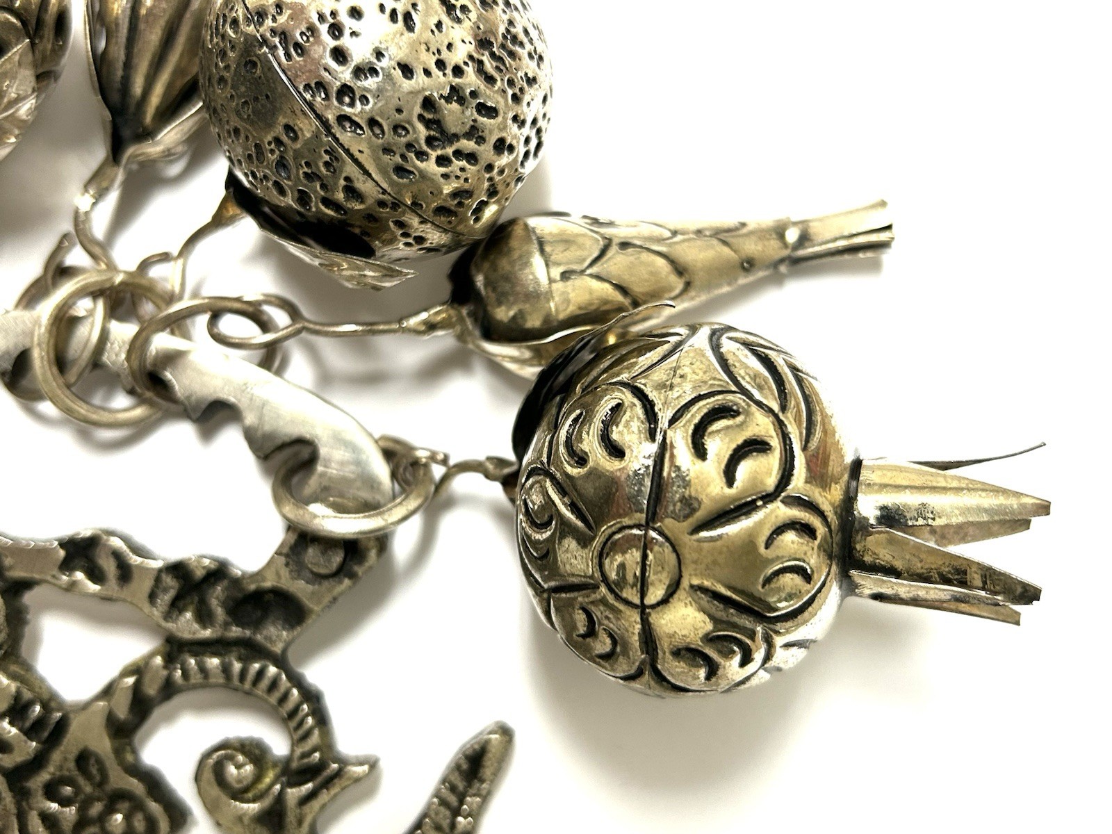 Vintage Brazilian Penca de Balangandãs – Silver Hanging Amulet 10 Charms