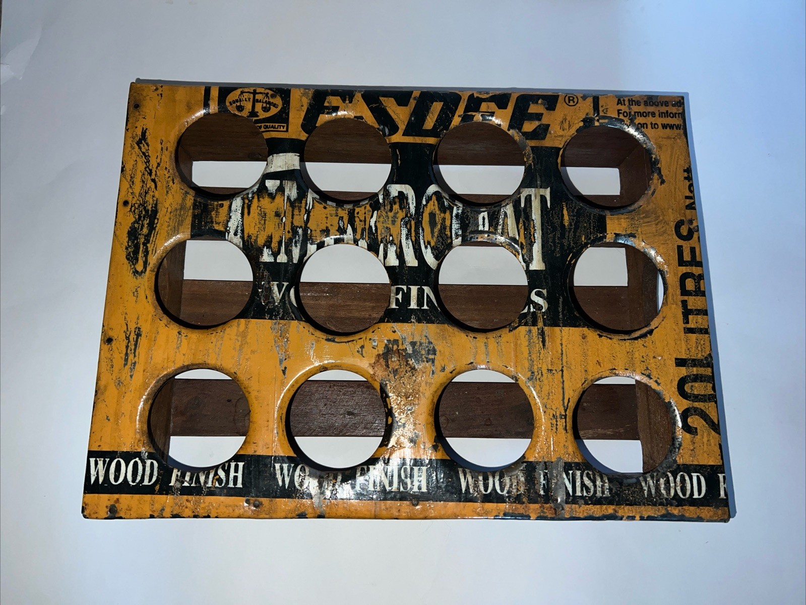 Vntg Pub Bar Wooden & Tin Metal 12 Beer/Soda Bottles/Glasses Holder Carry Tray