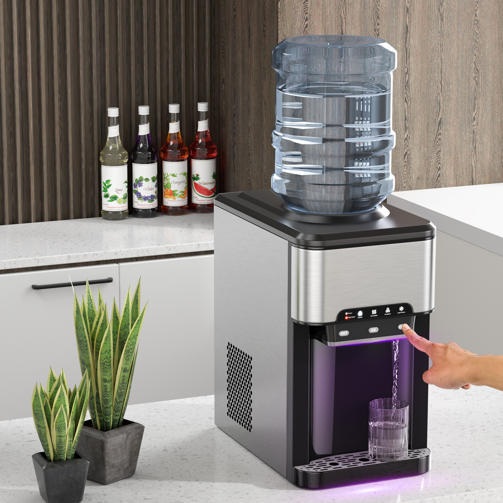 3-in-1 Water Cooler Dispenser with Built-in Ice Maker w/ 3 Temperature Settings