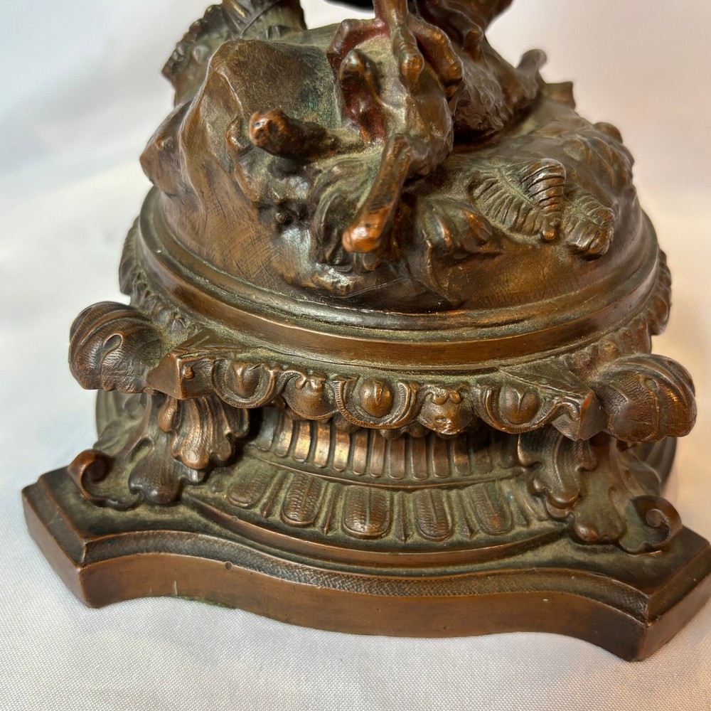 Antique Bronze Statue Eagle Clutching Rabbit