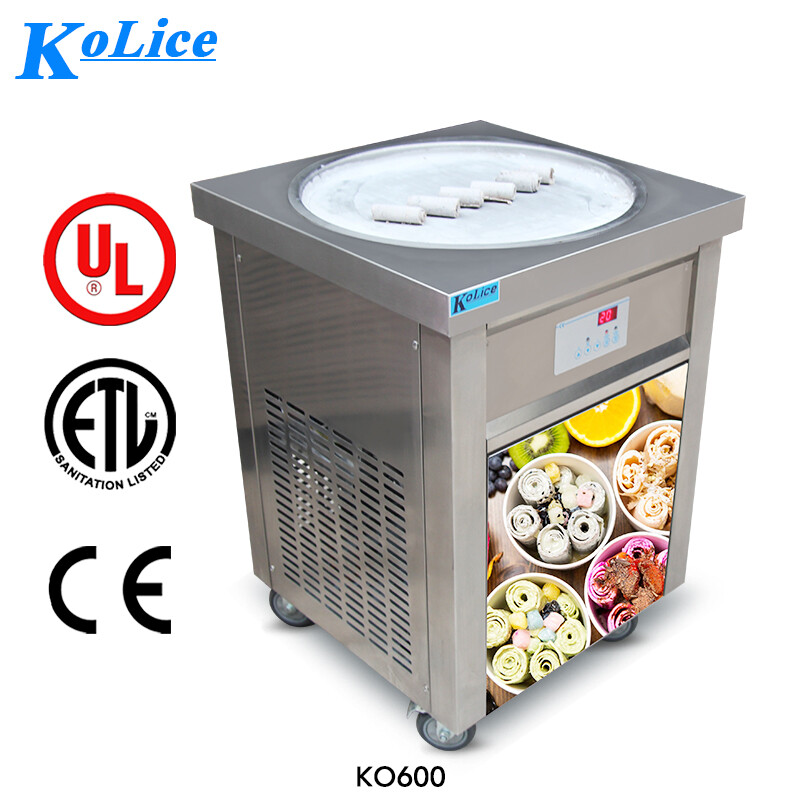Kolice 22'' Single Pan Fried Ice Cream Machine Rolled Ice Cream Machine-ETL CE