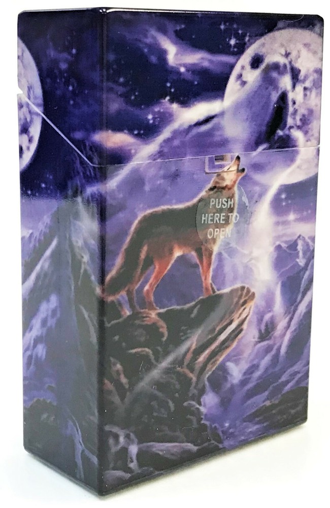 Eclipse Wolf Design Hard Plastic Crushproof Cigarette Case, 2ct, Kings 3116D17-2