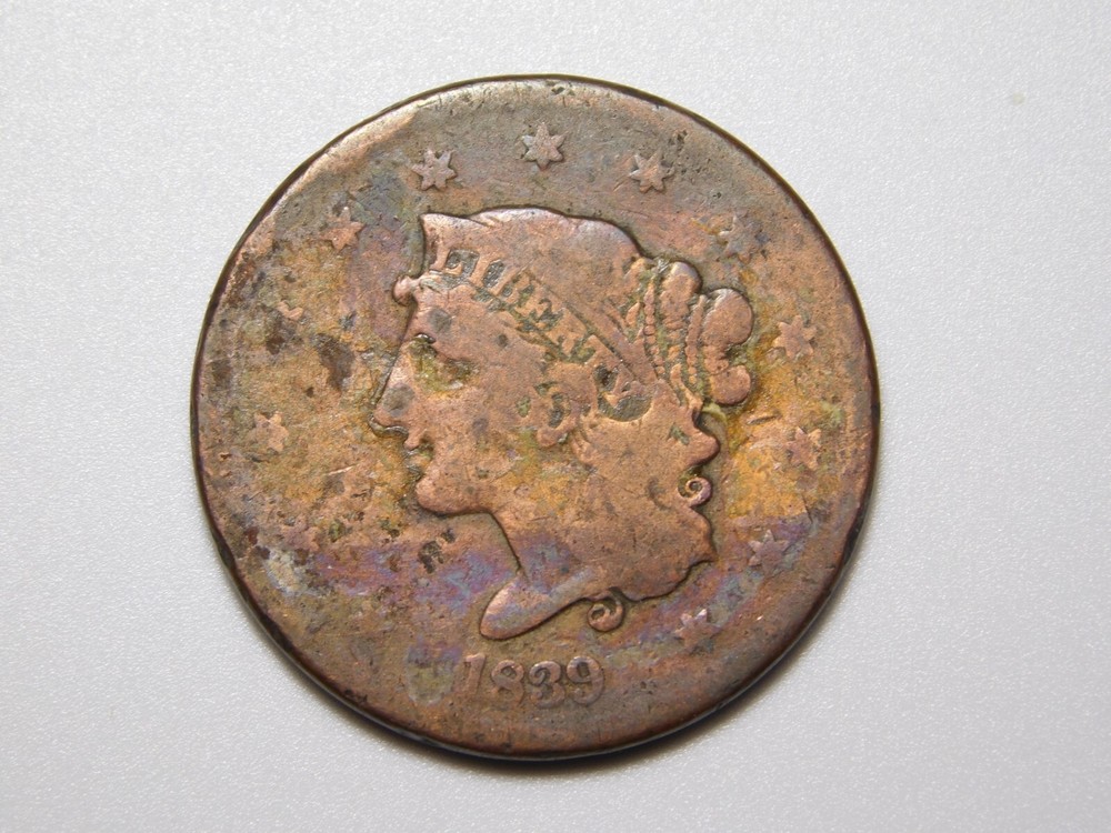 US COINS 1839 CORONET HEAD LARGE CENT