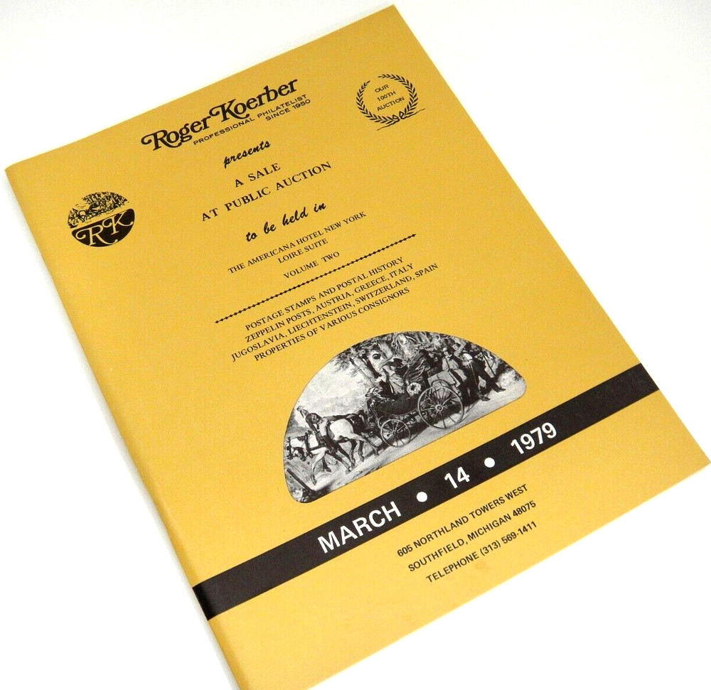 Roger Koerber Stamp Auction Catalog 1979 Zeppelin Civil War Siberia Space