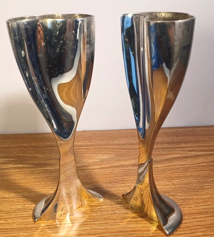 Silver Plated Celebration Cup Split Chalice Goblet 8.5" Tall