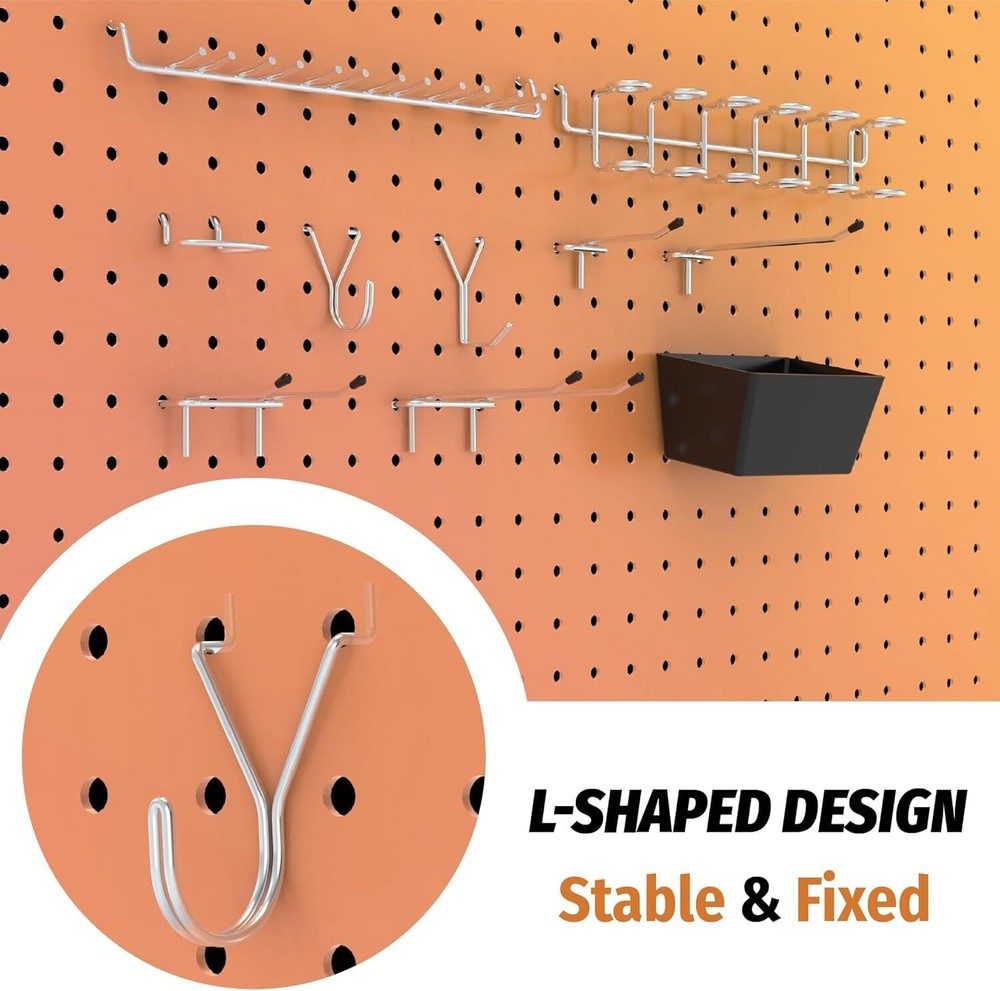 Pegboard Hooks Assortment 49PC Pegboard Accessories with Pegboard Bins