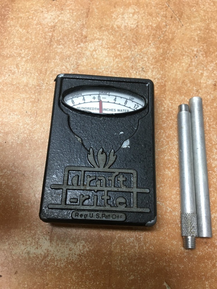 VINTAGE DRAFT-RITE POCKET BACHARACH GAUGE & 2 DRAFT TUBES W/ CASE & INSTRUCTIONS