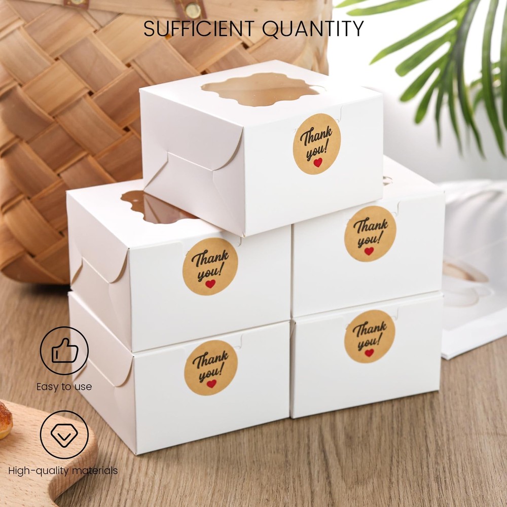 Cookie Boxes 50 PCS 4x4x2 Inches Mini Bakery Boxes with Window for Cupcake