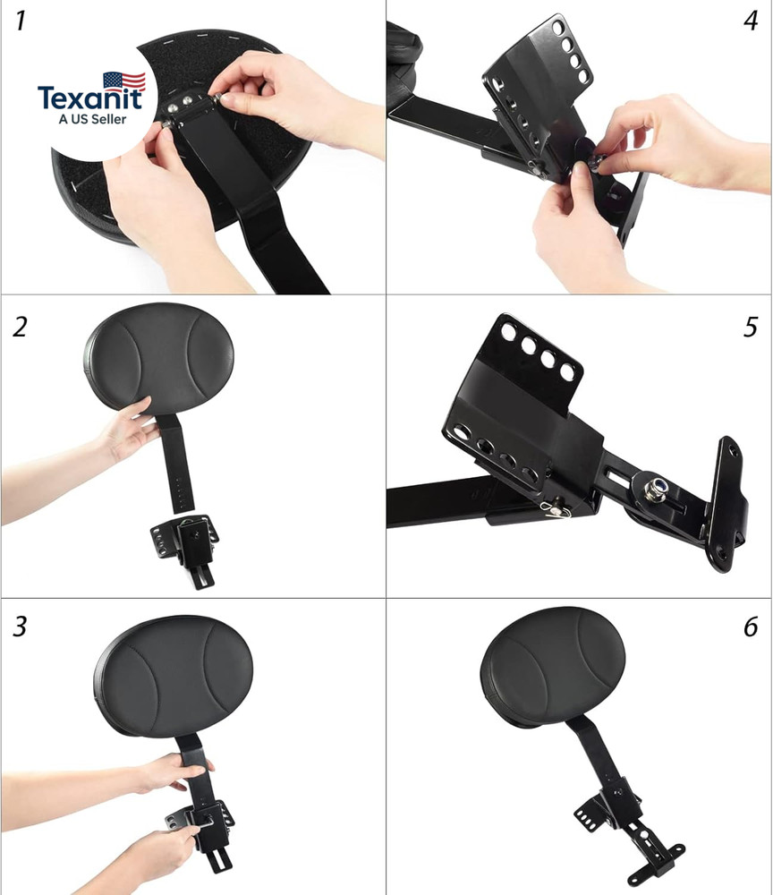 Adjustable Driver Backrest Rider Backrest Plug-In Backrest Compatible for Harley